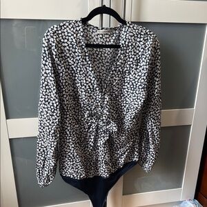 Floral Black and White Women's Bodysuit